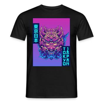 Oni Mask Tokyo Japan Vaporwave Aesthetic Taste - Men's T-Shirt - black - Front - AI Model Male 178 light (178cm)