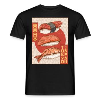 Sushi Tokyo Japan Japanese Aesthetics Poster Gesch - Men's T-Shirt - black - Front - AI Model Male 178 light (178cm)