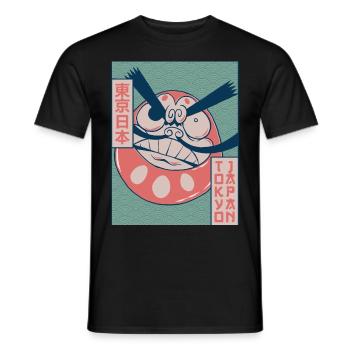 Daruma Puppe Tokio Japan Japanische Ästhetik Gesch - Männer T-Shirt - Schwarz - Vorne - AI Model Male 178 light (178cm)