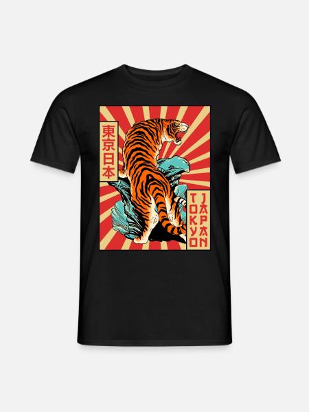 Tiger Tokio Japan Japanische Ästhetik Poster Gesch - Männer T-Shirt - Schwarz