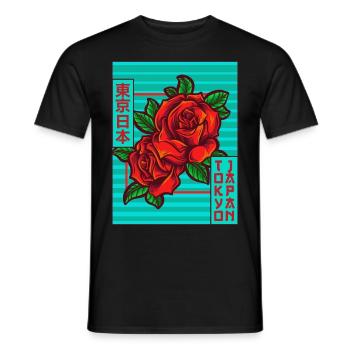 Roses Tokyo Japan Japanese Aesthetics Poster Gesch - Men's T-Shirt - black - Front - AI Model Male 178 light (178cm)