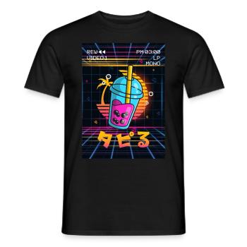 Boba Tea Bubble Tea Vaporwave Aesthetics VCR Geschen - Men's T-Shirt - black - Front - AI Model Male 178 light (178cm)