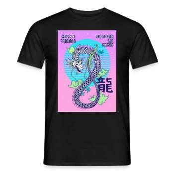 Dragon Japanese Vaporwave Aesthetic Gift - Men's T-Shirt - black - Front - AI Model Male 178 light (178cm)