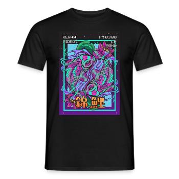 Koi Fish Carp Vaporwave Aesthetic Retro VCR - Men's T-Shirt - black - Front - AI Model Male 178 light (178cm)