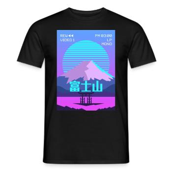 Mt Fuji Fujiyama Torii Vaporwave Aesthetic Gesc - Men's T-Shirt - black - Front - AI Model Male 178 light (178cm)