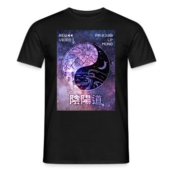 Yin Yang Japanische Vaporwave Ästhetik VCR Geschen - Männer T-Shirt - Schwarz - Vorne - AI Model Male 178 light (178cm)