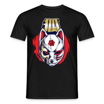 Cyborg Kitsune Mask Fox Mask Cyber Punk Cyber - Men's T-Shirt - black - Front - AI Model Male 178 light (178cm)