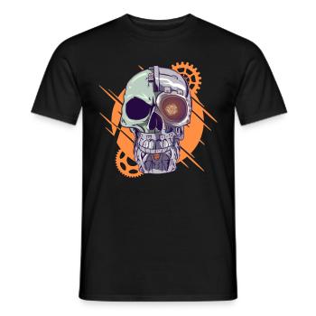 Cyborg Skull Cyber Punk Cyber Aesthetics Gift - Men's T-Shirt - black - Front - AI Model Male 178 light (178cm)