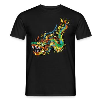 Quetzalcoatl Watercolor Ancient Aztec Snake Gesch - Men's T-Shirt - black - Front - AI Model Male 178 light (178cm)