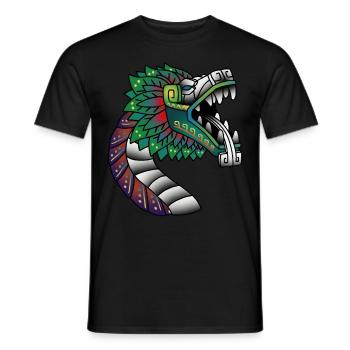 Quetzalcoatl Ancient Aztec feathered snake - Men's T-Shirt - black - Front - AI Model Male 178 light (178cm)