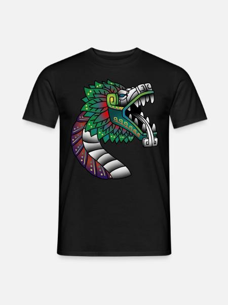 Quetzalcoatl Ancient Aztec feathered snake - Men's T-Shirt - black