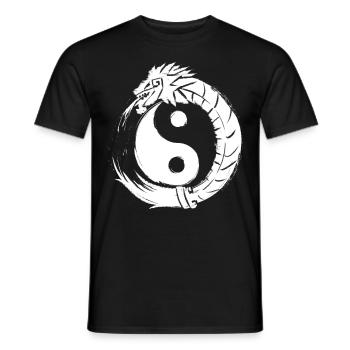 Quetzalcoatl Ying Yang Ancient Aztec Serpent - Men's T-Shirt - black - Front - AI Model Male 178 light (178cm)