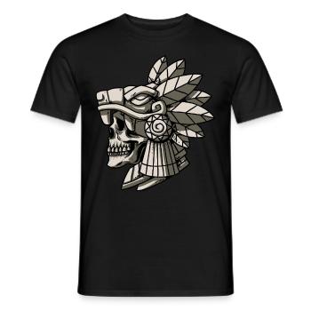 Quetzalcoatl Aztec Skull Maya Ancient Inca Toltek - Men's T-Shirt - black - Front - AI Model Male 178 light (178cm)