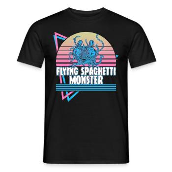 Flying Spaghetti Monster Pastafari FSM Atheist Ges - Men's T-Shirt - black - Front - AI Model Male 178 light (178cm)