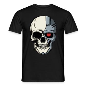Cyborg Skull Cyber Punk Cyber Aesthetics Gift - Men's T-Shirt - black - Front - AI Model Male 178 light (178cm)