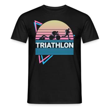 Triathlon Triathlète Retro Cadeau - T-shirt homme - noir - Devant - AI Model Male 178 light (178cm)