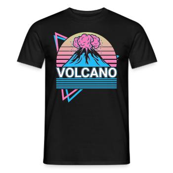 Volcano Geology Magma Lava Retro Gift - Men's T-Shirt - black - Front - AI Model Male 178 light (178cm)