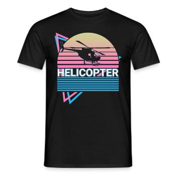 Helicopter Pilot Aviation Retro Gift - Men's T-Shirt - black - Front - AI Model Male 178 light (178cm)