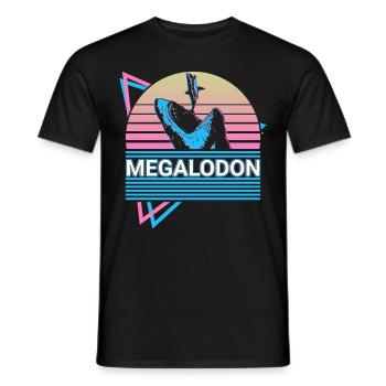 Megalodon Hai Retro Cadeau - T-shirt homme - noir - Devant - AI Model Male 178 light (178cm)