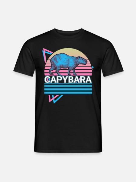 Capybara Retro Geschenk - Männer T-Shirt - Schwarz