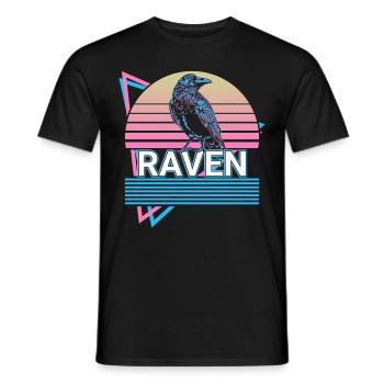 Raven Crow Retro Cadeau - T-shirt homme - noir - Devant - AI Model Male 178 light (178cm)