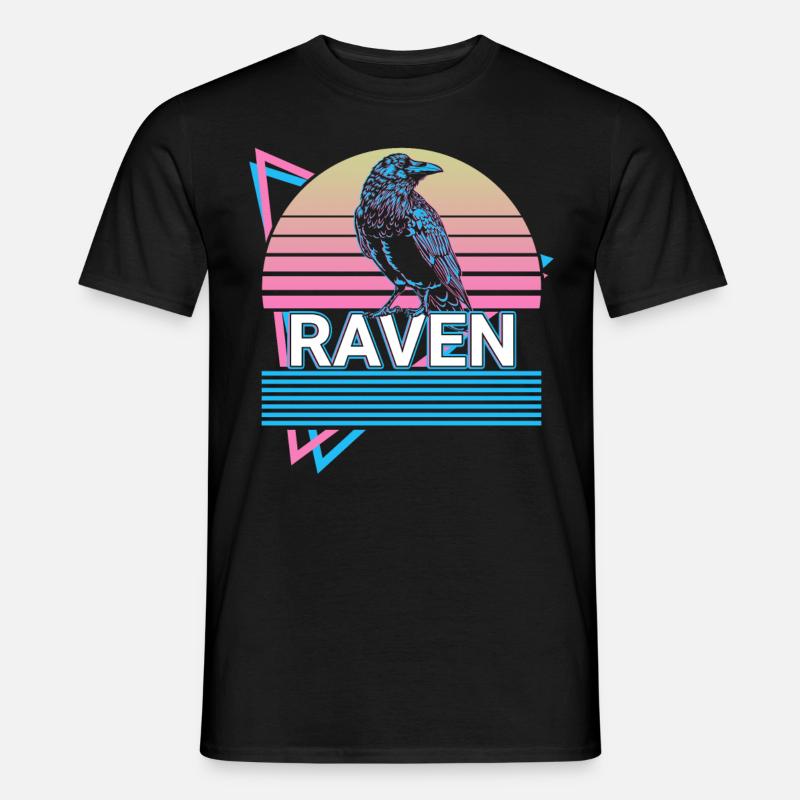 Raven Crow Retro Geschenk - Männer T-Shirt - Schwarz