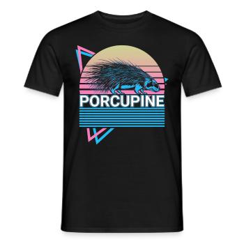 Stachelschwein Retro Geschenk - Männer T-Shirt - Schwarz - Vorne - AI Model Male 178 light (178cm)