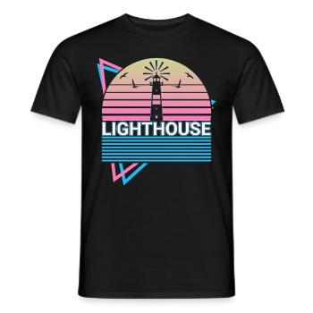 Lighthouse Retro Gift - Men's T-Shirt - black - Front - AI Model Male 178 light (178cm)