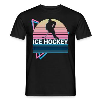 Eishockey Retro Geschenk - Männer T-Shirt - Schwarz - Vorne - AI Model Male 178 light (178cm)