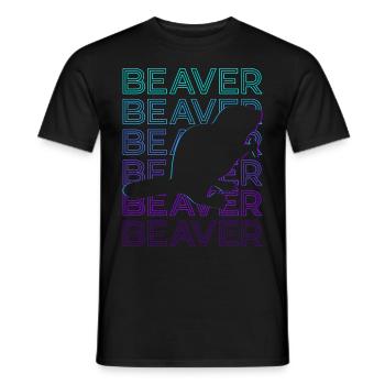 Biber Retro Geschenk - Männer T-Shirt - Schwarz - Vorne - AI Model Male 178 light (178cm)