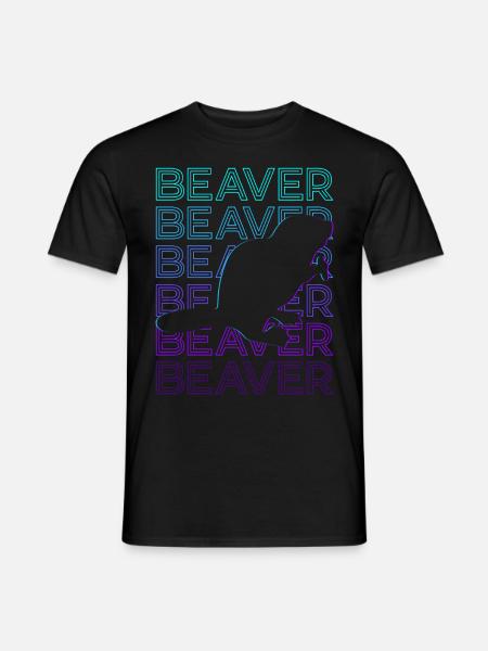 Biber Retro Geschenk - Männer T-Shirt - Schwarz