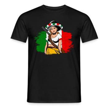 La Adelita Soldat mexicain Mexique Drapeau Gesc - T-shirt homme - noir - Devant - AI Model Male 178 light (178cm)