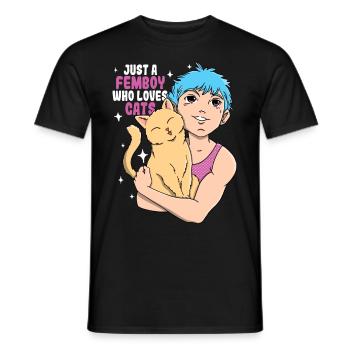 Cadeau Femboy - T-shirt homme - noir - Devant - AI Model Male 178 light (178cm)