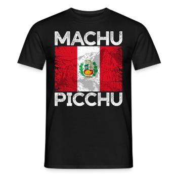 Machu Picchu Peru Peruvian Flag Inca Gift - Men's T-Shirt - black - Front - AI Model Male 178 light (178cm)