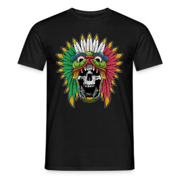 Quetzalcoatl Skull Goth Aztec Feathered Snake - Men's T-Shirt - black - Front - AI Model Male 178 light (178cm)