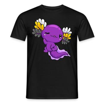 Nichtbinäre Flagge Nichtbinäre Flagge Kawaii Axolo - Männer T-Shirt - Schwarz - Vorne - AI Model Male 178 light (178cm)