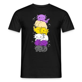 Nichtbinäre Flagge LGBTQ Kawaii Axolotl Stapel - Männer T-Shirt - Schwarz - Vorne - AI Model Male 178 light (178cm)