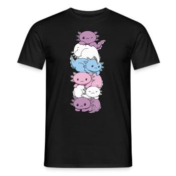 Intersexuelle Flagge Axolotl Haufen Kawaii - Männer T-Shirt - Schwarz - Vorne - AI Model Male 178 light (178cm)