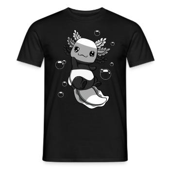 Drapeau allosexuel axolotl Bunch Kawaii - T-shirt homme - noir - Devant - AI Model Male 178 light (178cm)