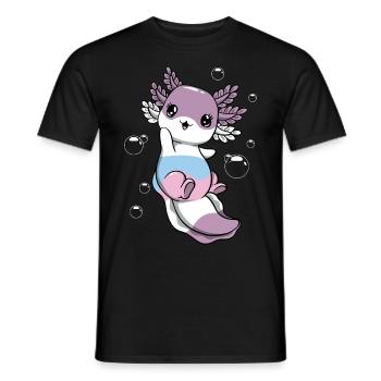 Drapeau intersexe Axolotl Bunch Kawaii - T-shirt homme - noir - Devant - AI Model Male 178 light (178cm)