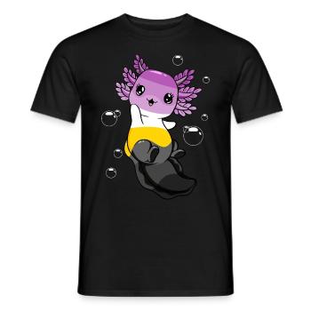 Drapeau monosexuel Axolotl Bunch Kawaii - T-shirt homme - noir - Devant - AI Model Male 178 light (178cm)