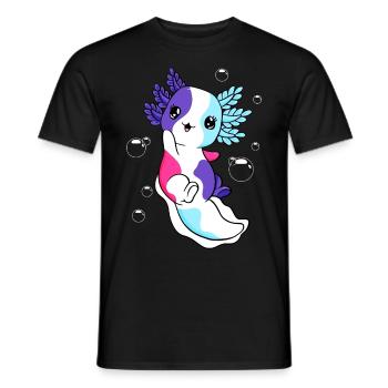 Drapeau multi-sexe axolotl pile kawaii - T-shirt homme - noir - Devant - AI Model Male 178 light (178cm)