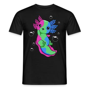 Drapeau polysexuel Axolotl Bunch Kawaii - T-shirt homme - noir - Devant - AI Model Male 178 light (178cm)