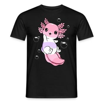 Pomossexual Flag Axolotl Pile Kawaii - T-shirt homme - noir - Devant - AI Model Male 178 light (178cm)