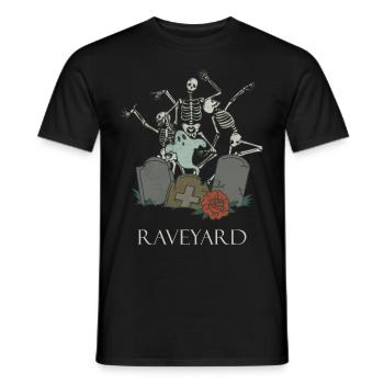 Funny Skeleton Raving Rave Heavy Metal Goth - Men's T-Shirt - black - Front - AI Model Male 178 light (178cm)