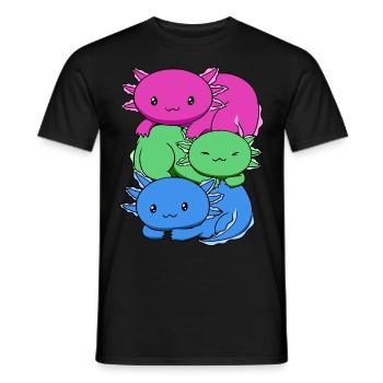 Polysexuelle Flagge Axolotl Haufen Kawaii - Männer T-Shirt - Schwarz - Vorne - AI Model Male 178 light (178cm)