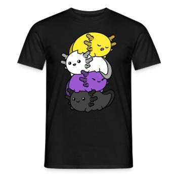 Kawaii Axolotl Haufen Nichtbinäre Flagge Nichtbinä - Männer T-Shirt - Schwarz - Vorne - AI Model Male 178 light (178cm)