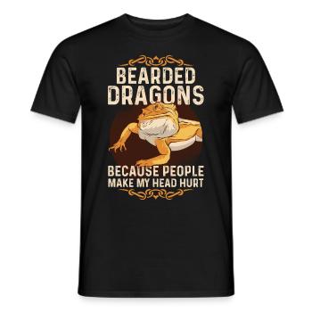 Funny bearded dragon - Men's T-Shirt - black - Front - AI Model Male 178 light (178cm)