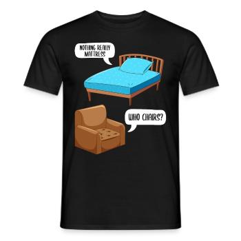 Funny joke mattress chair - Men's T-Shirt - black - Front - AI Model Male 178 light (178cm)