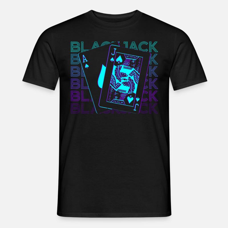 Blackjack Pik-Bube Pik-Ass Retro Geschenk - Männer T-Shirt - Schwarz